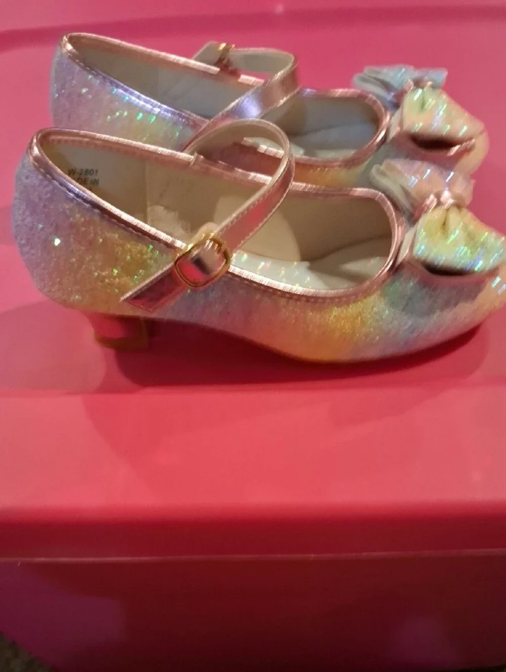 Kids Glitter Rainbow Bow Mary Jane Shoes